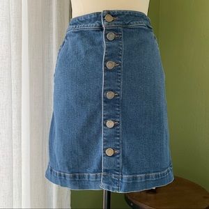 Loft Denim High Waist Button Up Skirt